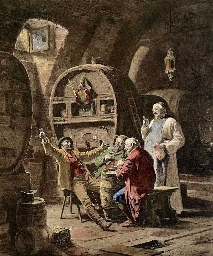 "Angeheitert" Kupferdruck von Eduard Grützner