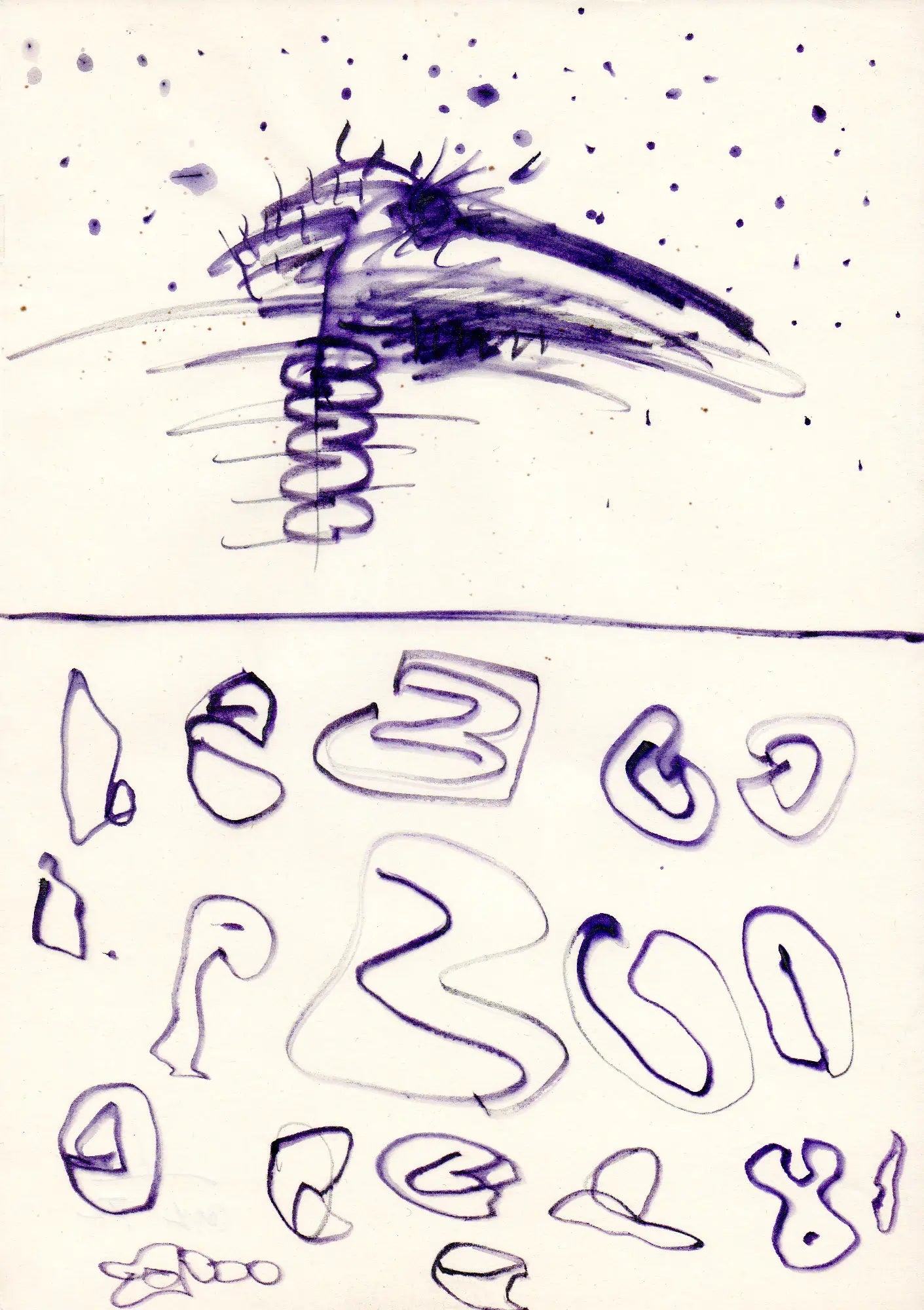 Serie Blau – Copierstift-Zeichnungen aus den späten 80er Jahren